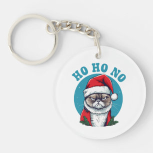 Ho ho no - funny grumpy santa cat keychain