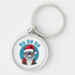 Ho ho no - funny grumpy santa cat keychain