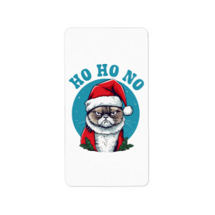 Ho ho no - funny grumpy santa cat label