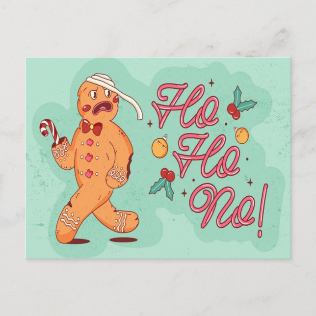 HO HO NO ILLUSTRATION DESIGN HOLIDAY POSTCARD (Front)
