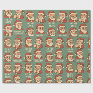 HO HO Nope Green Background Wrapping Paper