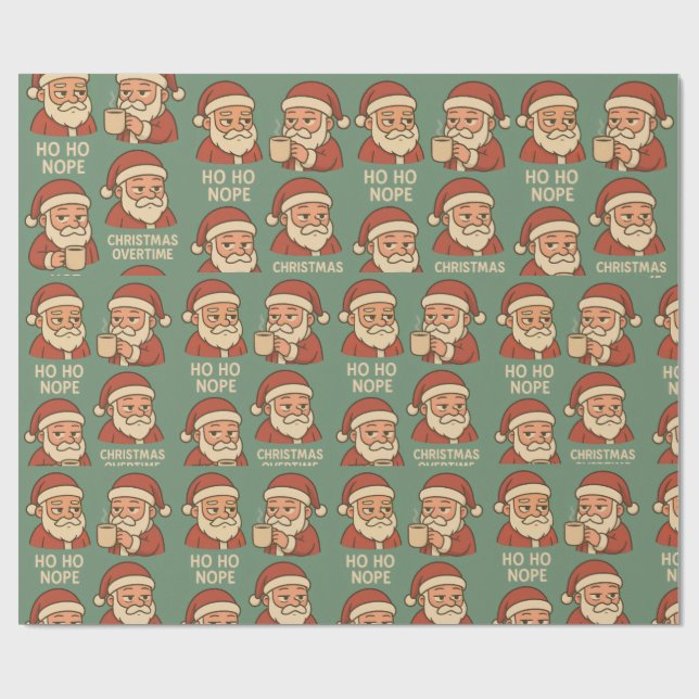 HO HO Nope Green Background Wrapping Paper (Flat)