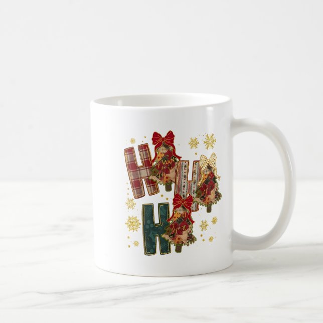 Ho Ho Xmas Ho Patchwork Coquette Cow Plaid Christm Coffee Mug (Right)