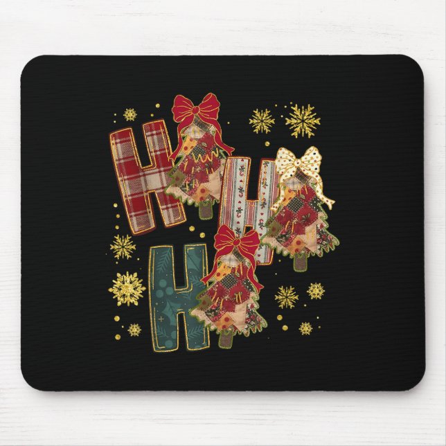 Ho Ho Xmas Ho Patchwork Coquette Cow Plaid Christm Mouse Pad (Front)
