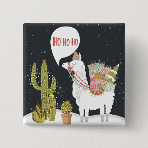 Ho-HoHo Holiday Llama 2 Inch Square Button