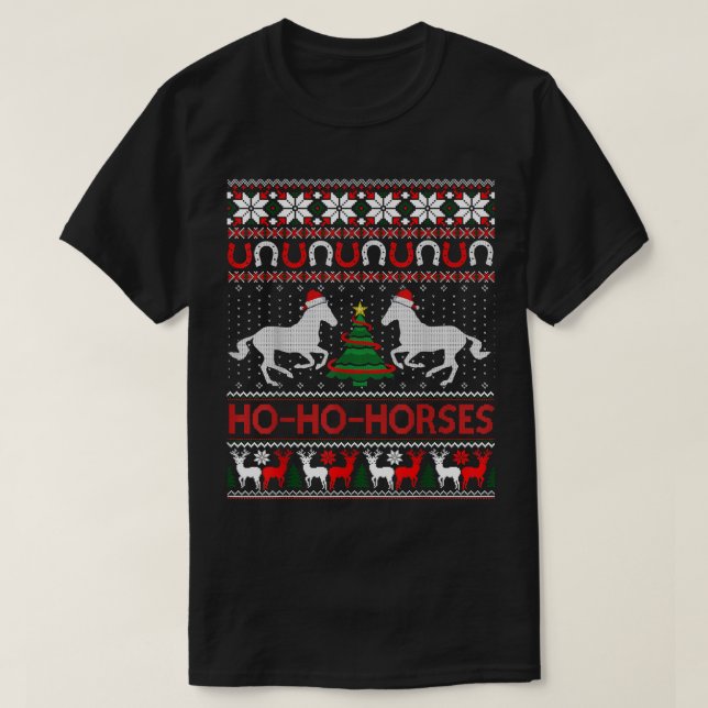 Ho Horses Xmas Ugly Christmas Sweater Equestrian  (Design Front)