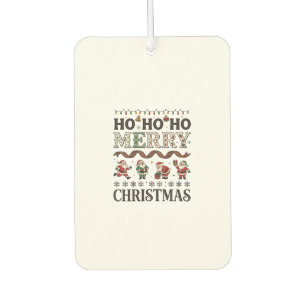 Ho Merry Christmas Santas Plaid Ribbon Air Freshener