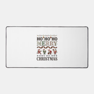 Ho Merry Christmas Santas Plaid Ribbon Desk Mat