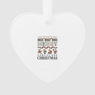 Ho Merry Christmas Santas Plaid Ribbon Ornament