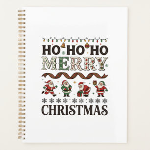 Ho Merry Christmas Santas Plaid Ribbon Planner