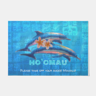 HO’OMAU Hawaiian Dolphins Primitive Collage Doormat