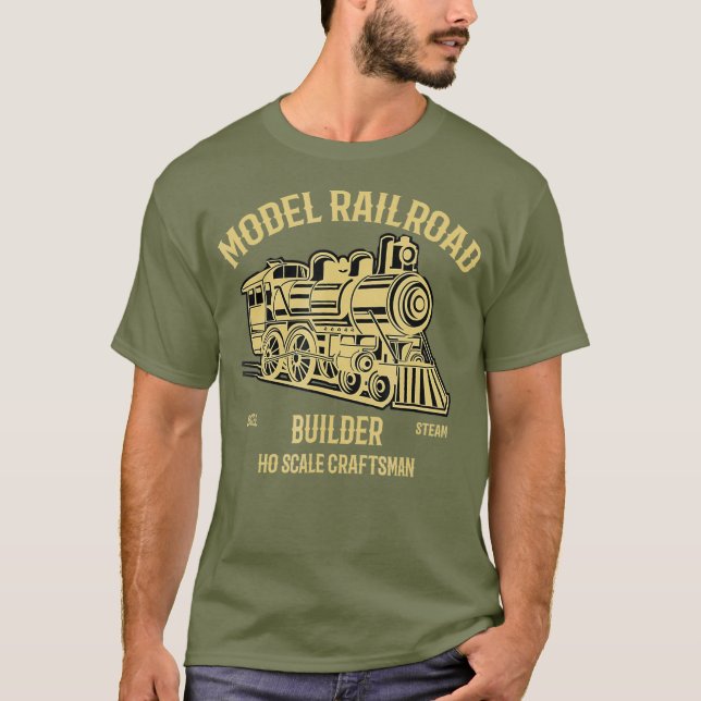 HO Scale Model Railroad Builder T-Shirt (Front)