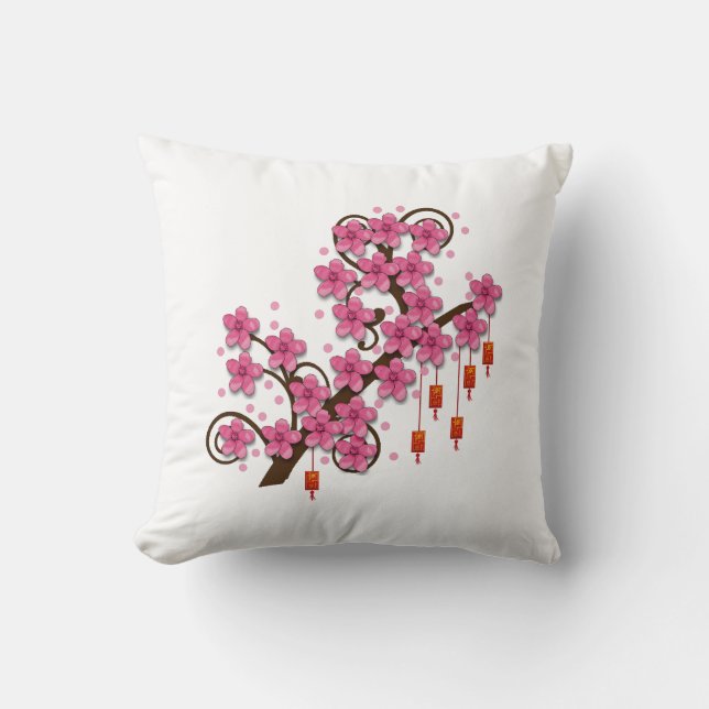 Hoa Dao Throw Pillow (Front)