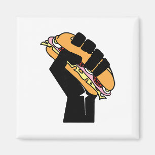 Hoagie Sandwich Guy Black Fist Resist Fascism Anti Magnet