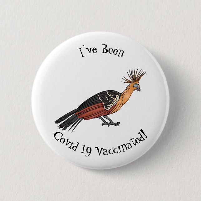 Hoatzin bird cartoon illustration  2 inch round button (Front)