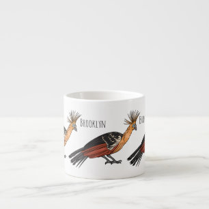Hoatzin bird cartoon illustration espresso cup