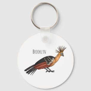 Hoatzin bird cartoon illustration keychain