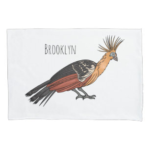 Hoatzin bird cartoon illustration pillowcase