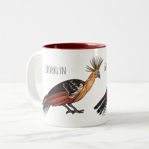 Hoatzin bird cartoon illustration Two-Tone coffee mug