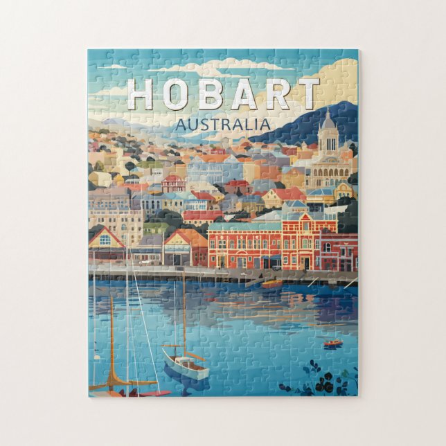 Hobart Australia Travel Art Vintage Jigsaw Puzzle (Vertical)