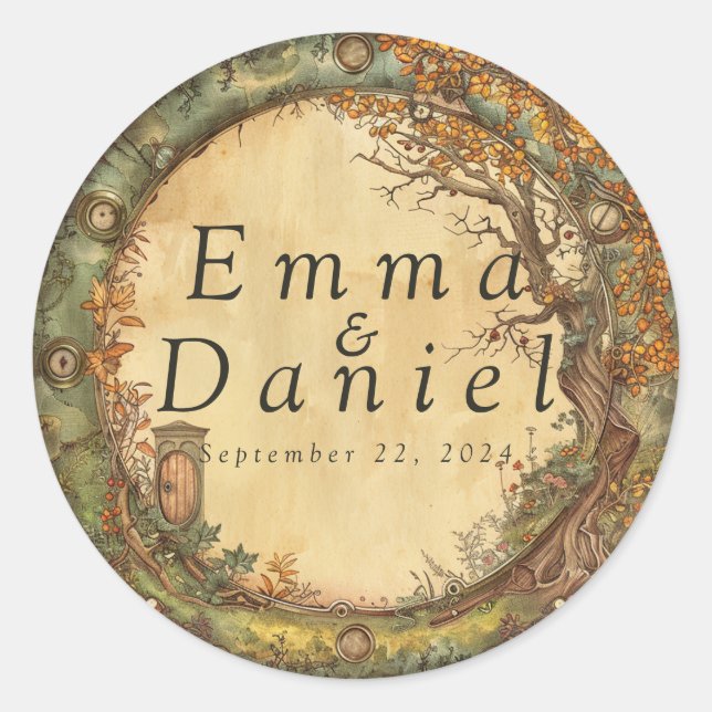 Hobbiton Haven Wedding Classic Round Sticker (Front)