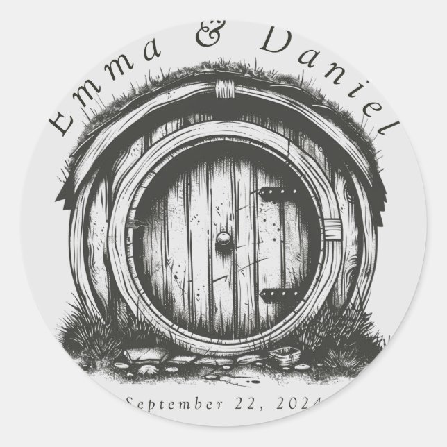 Hobbiton Haven Wedding Classic Round Sticker (Front)