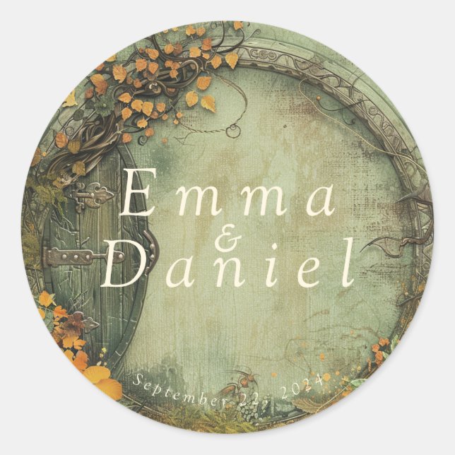 Hobbiton Haven Wedding Classic Round Sticker (Front)