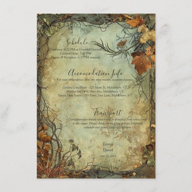 Hobbiton Haven Wedding Enclosure Card (Front)
