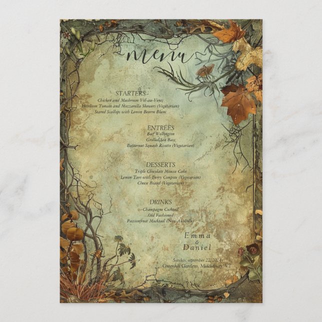 Hobbiton Haven Wedding Menu (Front)