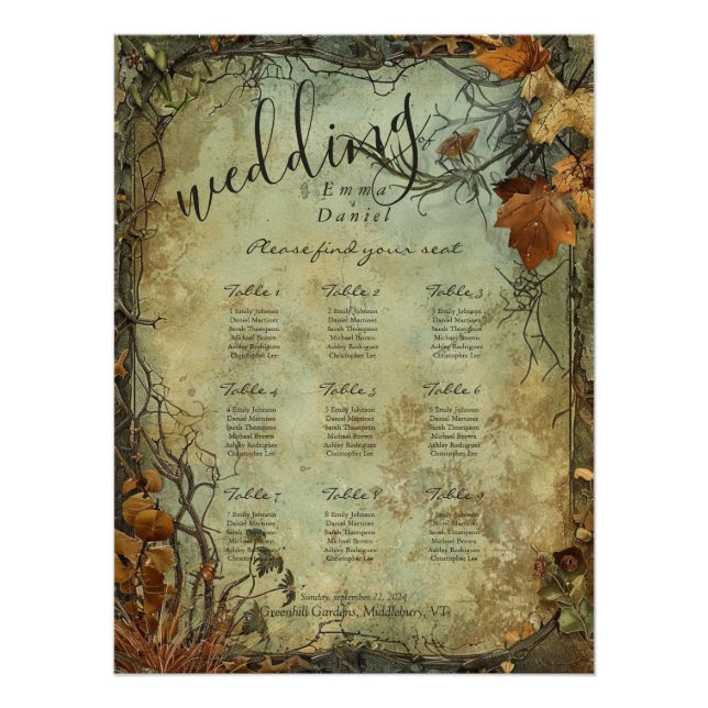 Hobbiton Haven Wedding Seating Chart (Front)