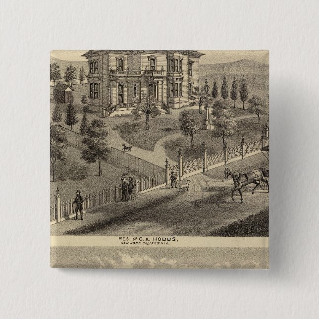 Hobbs, Bradley residences 2 Inch Square Button (Front)