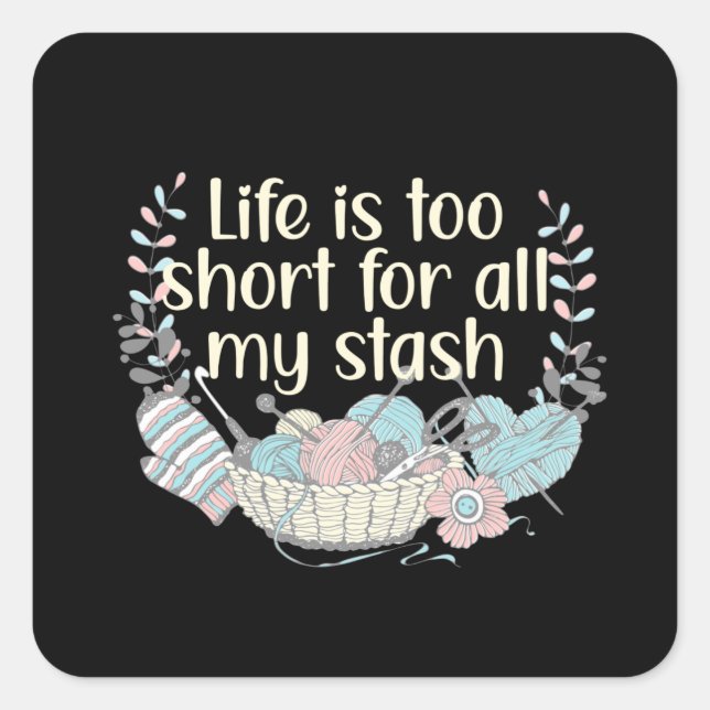 Hobby Knitting Yarn Wool Stash Square Sticker (Front)