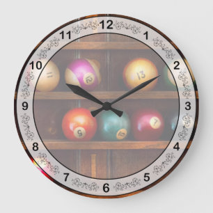 Hobby - Pool - Let's play billiards Large Clock