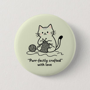 Hobbyist Kitten Knitting Rosy Cheeks Cozy Vibes 2 Inch Round Button