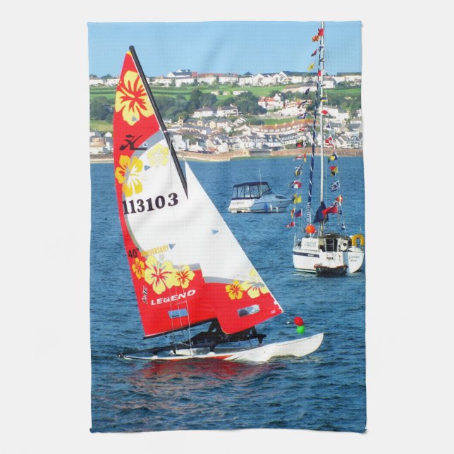 Hobie cat sailing boat kitchen towel (Vertical)