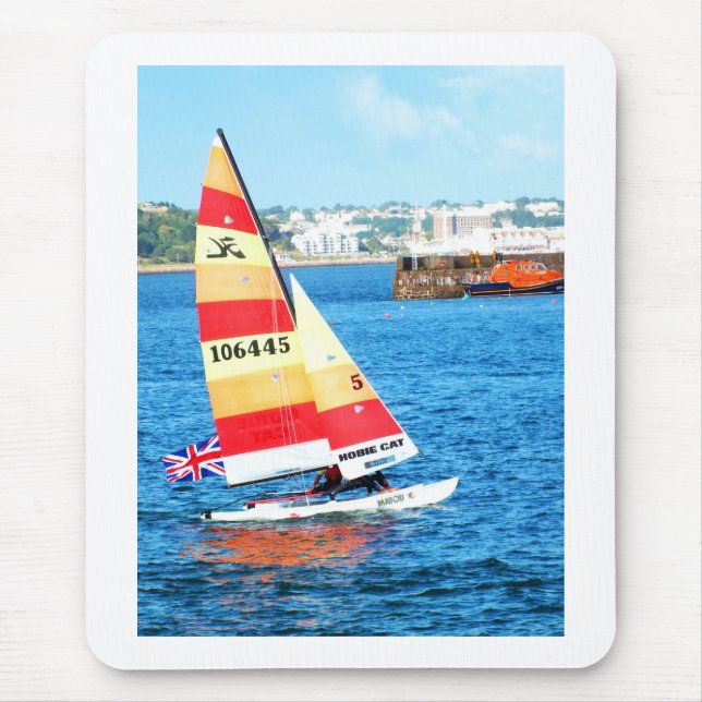 Hobie sailing boat in Jersey Mouse Pad (Front)