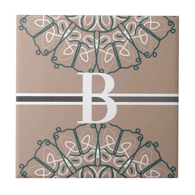 Hobo Lace Taupe Beige Design Ceramic Tile (Front)