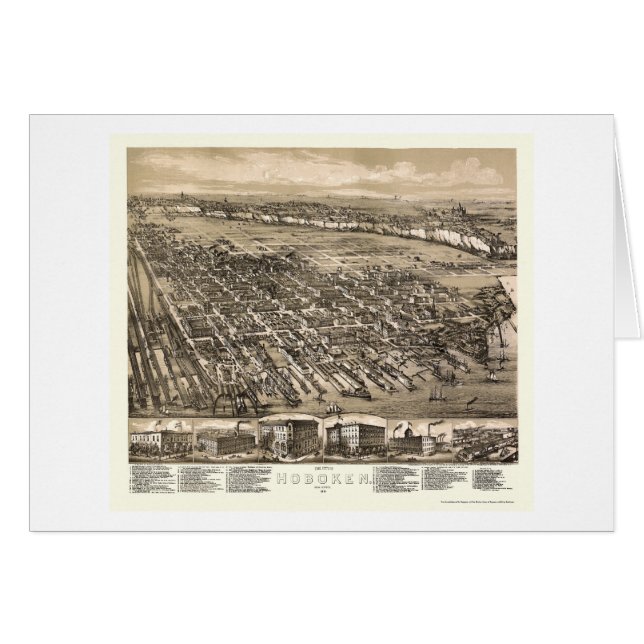 Hoboken, carte panoramique de NJ - 1881 (Devant horizontal)