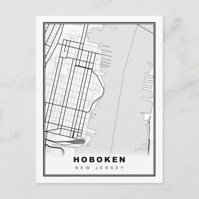 Hoboken Map Postcard (Front)