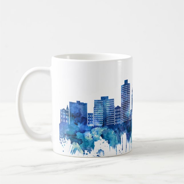 Hoboken New Jersey Skyline Blue Coffee Mug (Left)