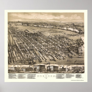 Hoboken, NJ Panoramic Map - 1881 Poster