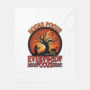Hocas Pocus Everybody Focus Spooky Tree Witch Cat Fleece Blanket