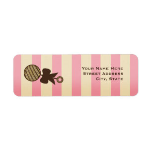Hochet rose vintage et rayures de baby shower