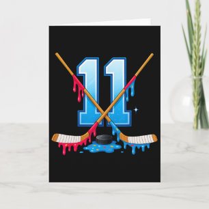 Hockey 11 Year Old Ice Cream Drip Youth 11th Birth Card