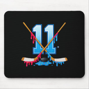 Hockey 11 Year Old Ice Cream Drip Youth 11th Birth Mouse Pad