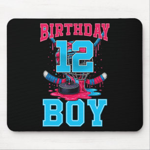 Hockey 12 Year Old Ice Cream Drip 12th Birthday Bo Mouse Pad
