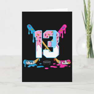 Hockey 13 Years Old Ice Cream Drip 13th Birthday K Card
