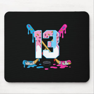 Hockey 13 Years Old Ice Cream Drip 13th Birthday K Mouse Pad