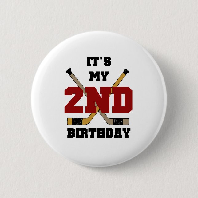 Hockey 2nd Birthday 2 Inch Round Button (Front)