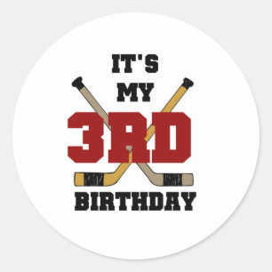 Hockey 3rd Birthday Classic Round Sticker